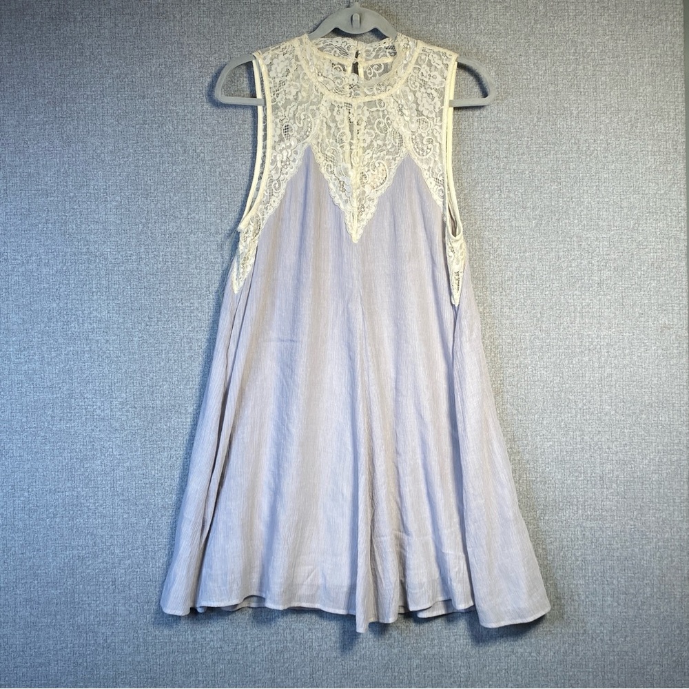 Altar’d State Large Women’s Light Blue Lace Trapeze Mini Dress Sleeveless